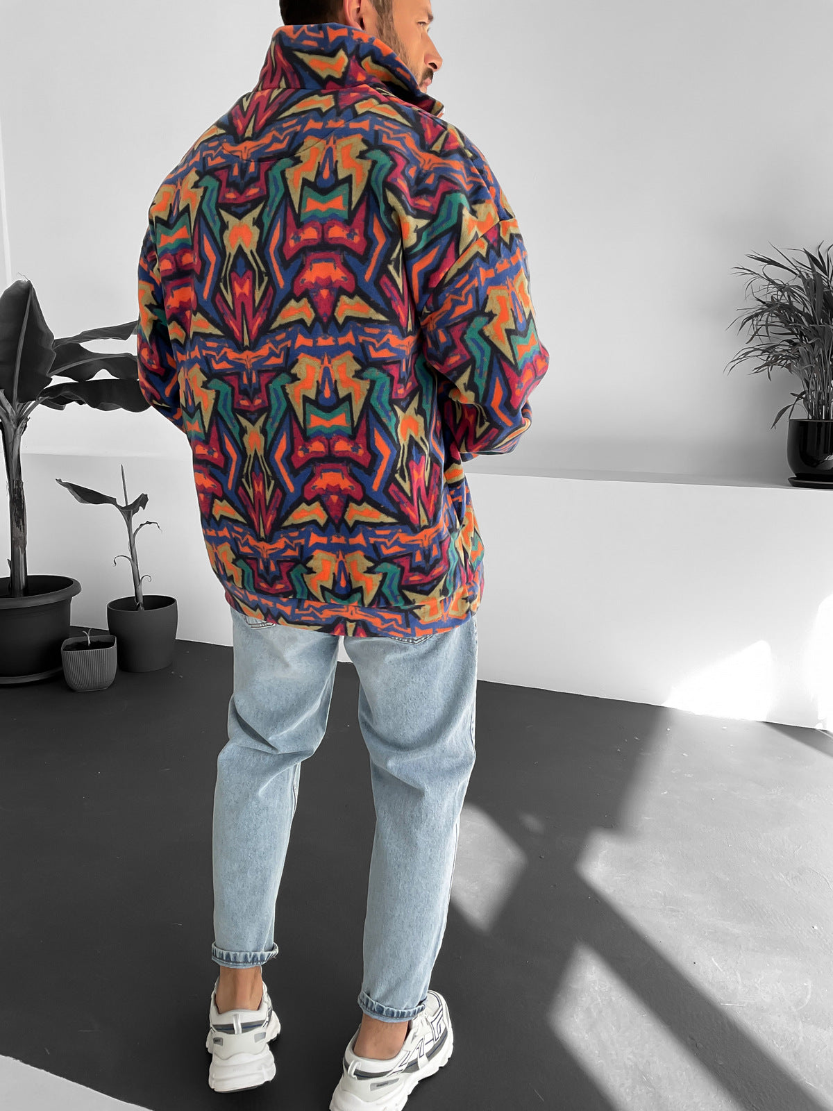 Halv lynlås fleecetrøje i gul og grøn